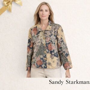 Sandy Starkman Silk Studded Jacket Large Olive Green Vintage